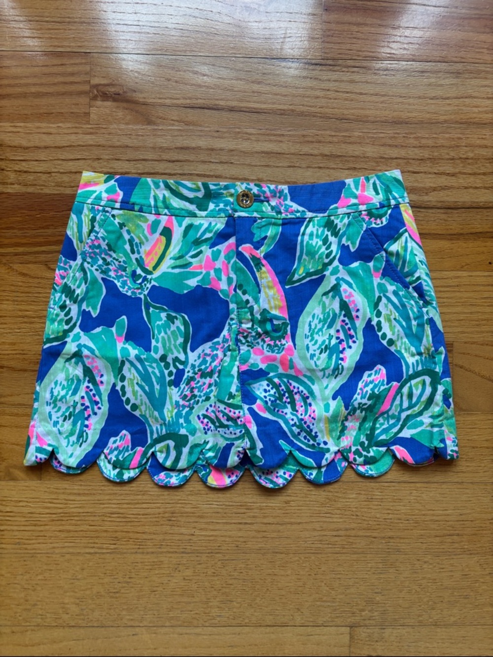 Lilly Pulitzer Blue Multicolor Lorelie Scallop Hem Skort Size 0